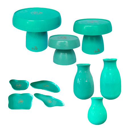 Kit Só Boleiras Festejar Turquesa Decorativo Para Mesa Festa