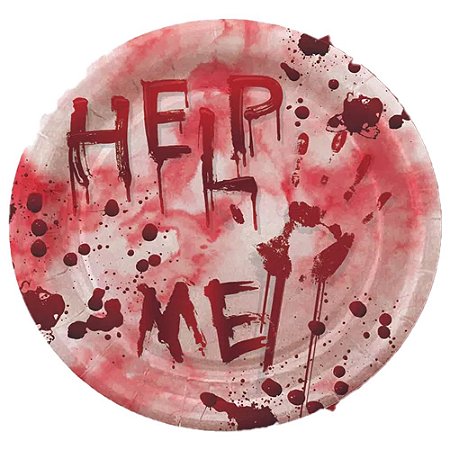 Prato De Papel Redondo Danger Halloween 18Cm 8 un Festa