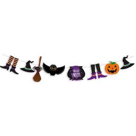 Faixa Decorativa Noite Do Terror Colorida Halloween Festas