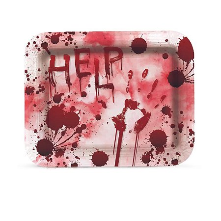 Bandeja Retangular Laminada Halloween Help Decorativa