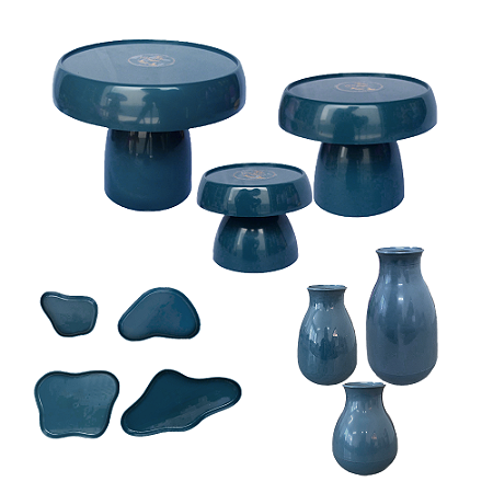 Kit Só Boleiras Festejar Azul Gris Decorativo Para Festa
