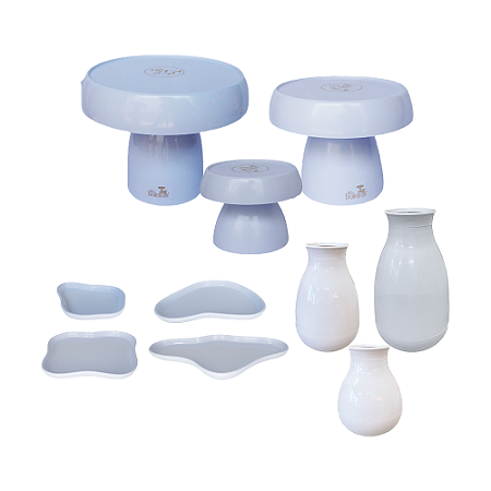 Kit Só Boleiras Festejar Branco Decorativo Para Mesa Festa