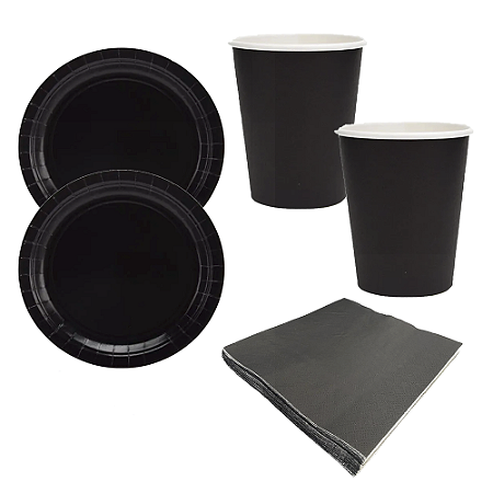 Kit PartyFesta Preto Descartáveis Para Comemorar Festas