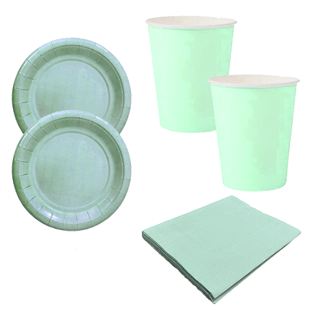 Kit PartyFesta Verde Água Descartáveis Para Comemorar Festas