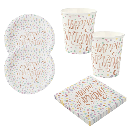 Kit PartyFesta Happy Birthday Poa Descartáveis Para Festas