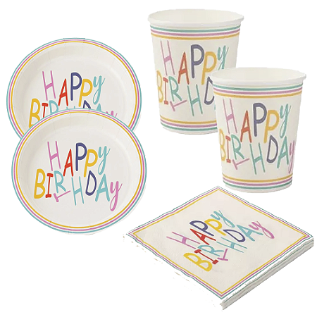 Kit PartyFesta Happy Birthday Candy Descartáveis Festas 20pçs