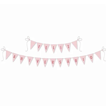 Faixa Feliz Aniversário Decorar Rosa Candy Live Colors Junco