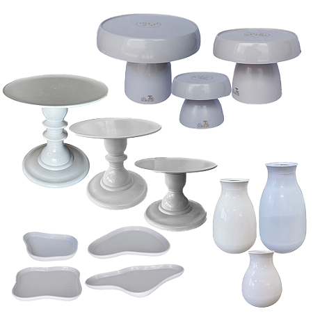 Kit Só Boleiras Decorador Off White Para Mesa De Festa
