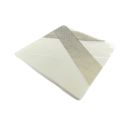 Guardanapo Listrado Dourado Papel Folha Dupla 10 fls 33x33