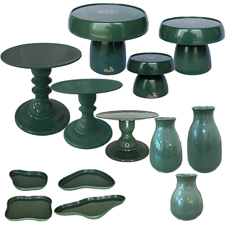 Kit Só Boleiras Decorador Verde Musgo Para Mesa De Festa