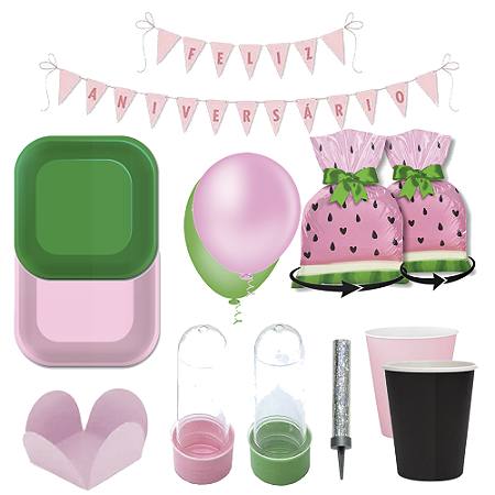 Kit Festivo Melancia Rosa Decoração Festa Temática