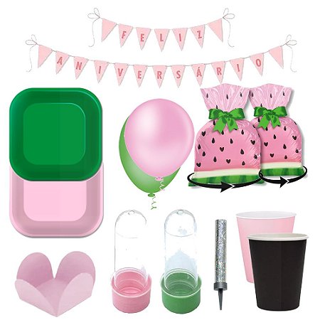 Kit Festivo Melancia Rosa Decoração Festa Temática