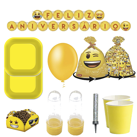 Kit Festivo Aniversário Emoji Decoração Festa Temática