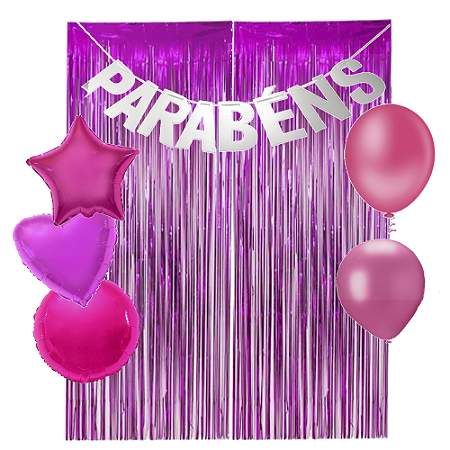 Kit Brilho Festivo Pink Decoração Comemorações