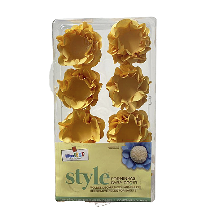 Forminha Style Amarelo Acqua Decoração Docinhos Finos 40uni