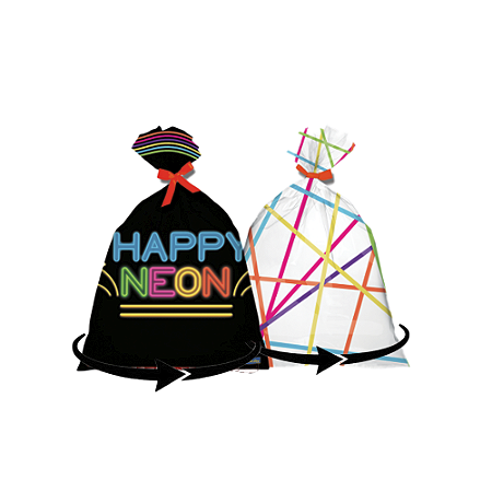Sacolinha Surpresa Happy Neon 8un Festa Temática 14,5x25
