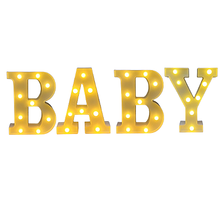 Kit Letras De Led Baby Decorativas Luz Amarela Para Festa