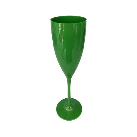 Taça De Champagne Liso Verde 180ML Acrílico Decoração