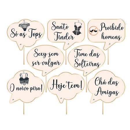 Plaquinhas Divertidas Chá De Lingerie Decorativa 08un