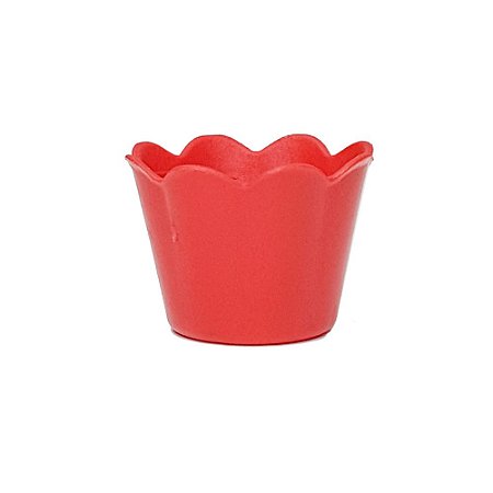Pote Girassol Mini Vermelho 210Ml Plástico Decorativo Liso Festas