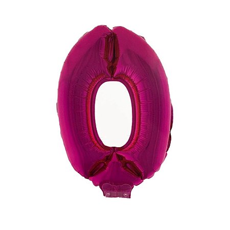 Número 0 Metalizado 16" 41cm Pink Balão C/Vareta Não Flutua