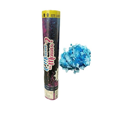 Lança Revelação Pó E Confetes Metalizados Azul Menino