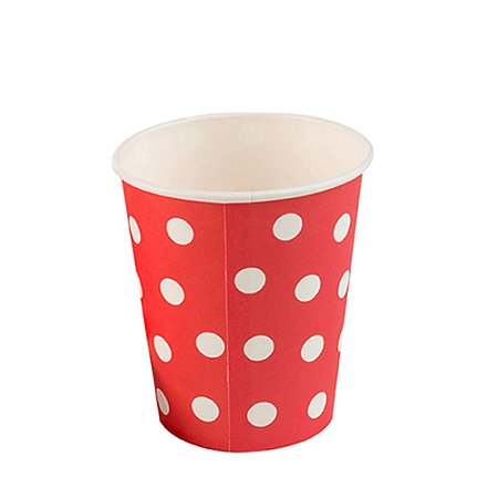 Copo De Papel Poa Vermelho Bolinhas Branca  270ml 10 un
