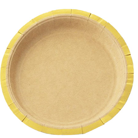 Prato De Papel Kraft Borda Dourada 18Cm 10un Decoração Festas