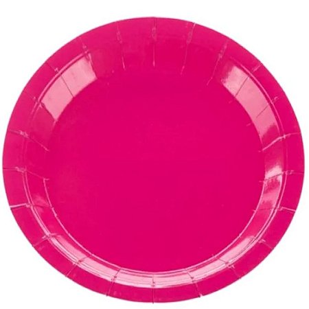 Prato De Papel Liso Pink 18Cm 10un Decoração Festas Silver