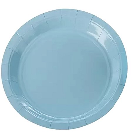 Prato De Papel Liso Azul Bebê 18Cm 10un Decoração Festas Silver