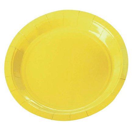 Prato De Papel Liso Amarelo 18Cm 10un Decoração Festas Silver