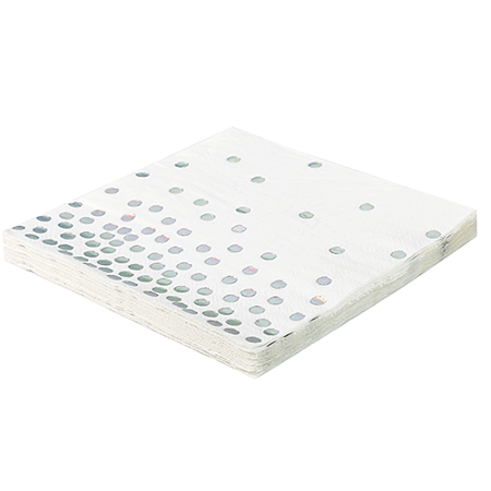 Guardanapo De Papel Branco Poa Prata Folha Dupla 20 fls 33x33