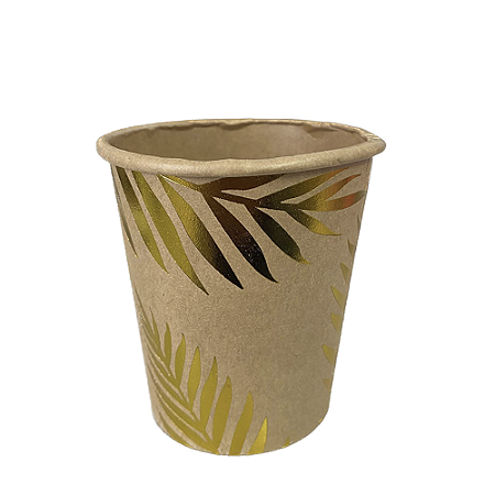 Copo De Papel Kraft Folhagens Dourado Metalizado 270ml 10 un