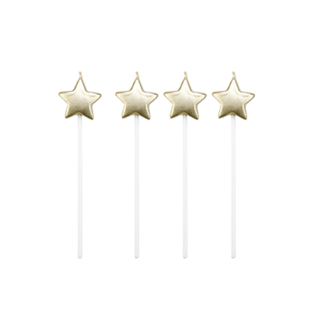 Vela Estrela Dourado Metalizada Palito 4un Silver Festas