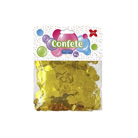 Confete Redondo Metálico Ouro Para Balões 1CM 10G Make+