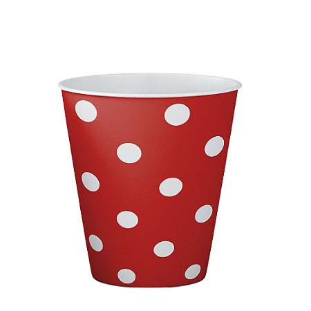 Copo De Papel Bolinhas Vermelho E Branco  270ml 8 un Make+