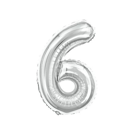 Número Metalizado 6 Prata 16" 40Cm Decoração Festas