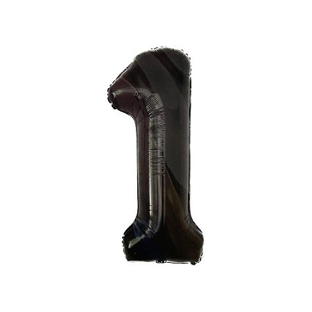 Número Metalizado 1 Preto 16" 40Cm Decoração Festas