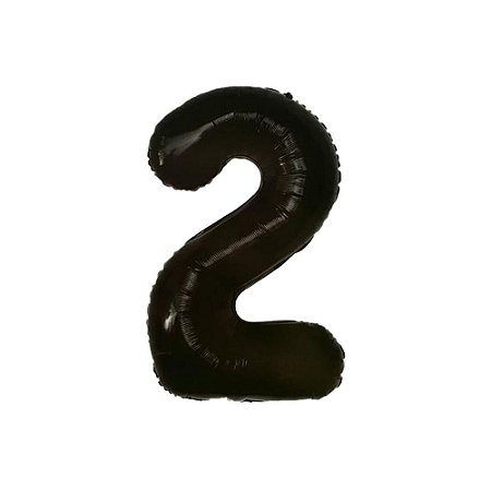 Número Metalizado 2 Preto 16" 40Cm Decoração Festas