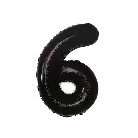 Número Metalizado 6 Preto 16" 40Cm Decoração Festas