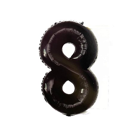 Número Metalizado 8 Preto 16" 40Cm Decoração Festas