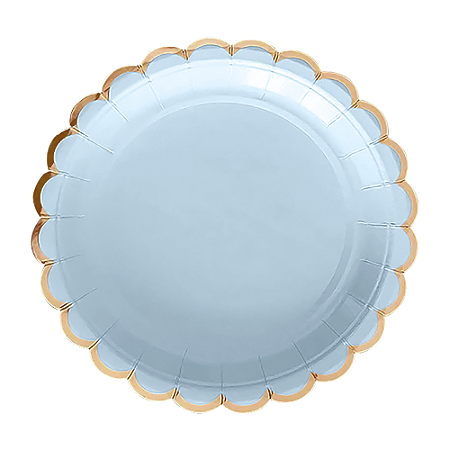 Prato De Papel Metálico Luxo Azul Candy 18Cm 08un Decoração
