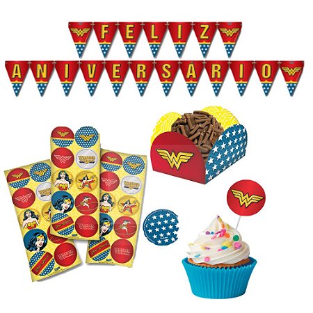 Kit Aniversário Super Mulher Decoração P/Festas Temáticas