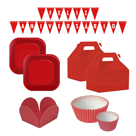 Kit Festa Live Colors Vermelho Decoração Para Festas