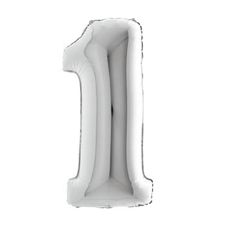Número 1 Prata 26" 66CM Balão Metalizado Decoração