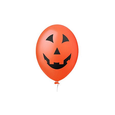 Balão Halloween Laranja Cara De Abóbora 11" Bexiga 25un
