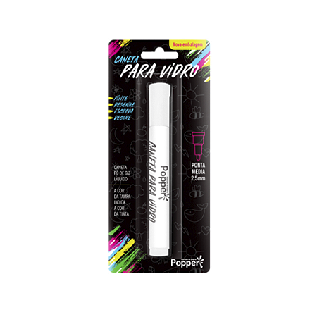 Caneta Po De Giz Liquido Branca Crie Arte Em Vidros