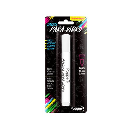 Caneta Po De Giz Liquido Branca Crie Arte Em Vidros