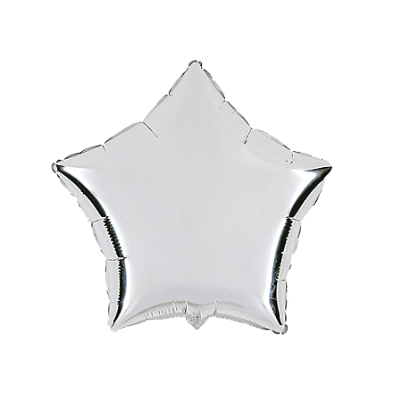 Balão Estrela 20" 50cm Prata Liso Metalizado Decoração