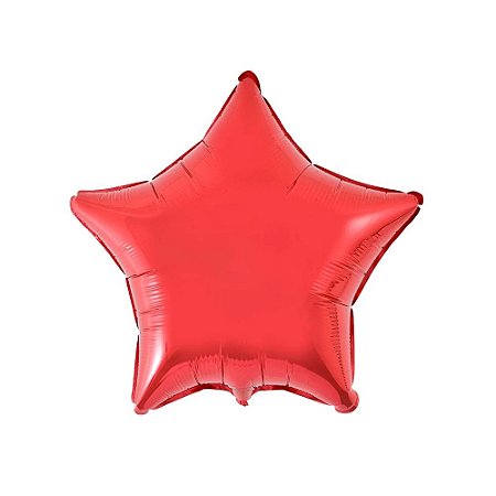 Balão Estrela 20" 50cm Vermelha Liso Metalizado Decoração
